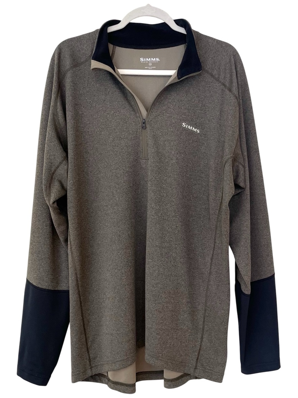 Simms Men's Gray Quarter-Zip Performance Knit Pullover XXL Fishing Tech Outdoor